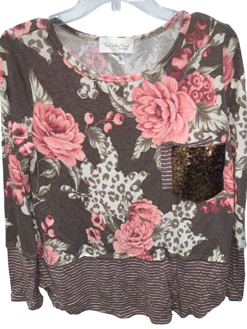 Paisley Parrot by K. Lanes Ladies Dual Pocket Sparkly Top Size XL